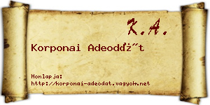 Korponai Adeodát névjegykártya